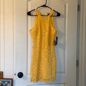 Yellow lace lulus dress